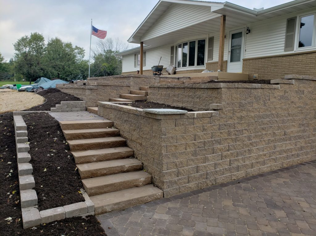 engineered retaining wall landscapers janesville Herstad Landscaping