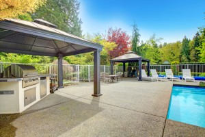 Poolside concrete patio