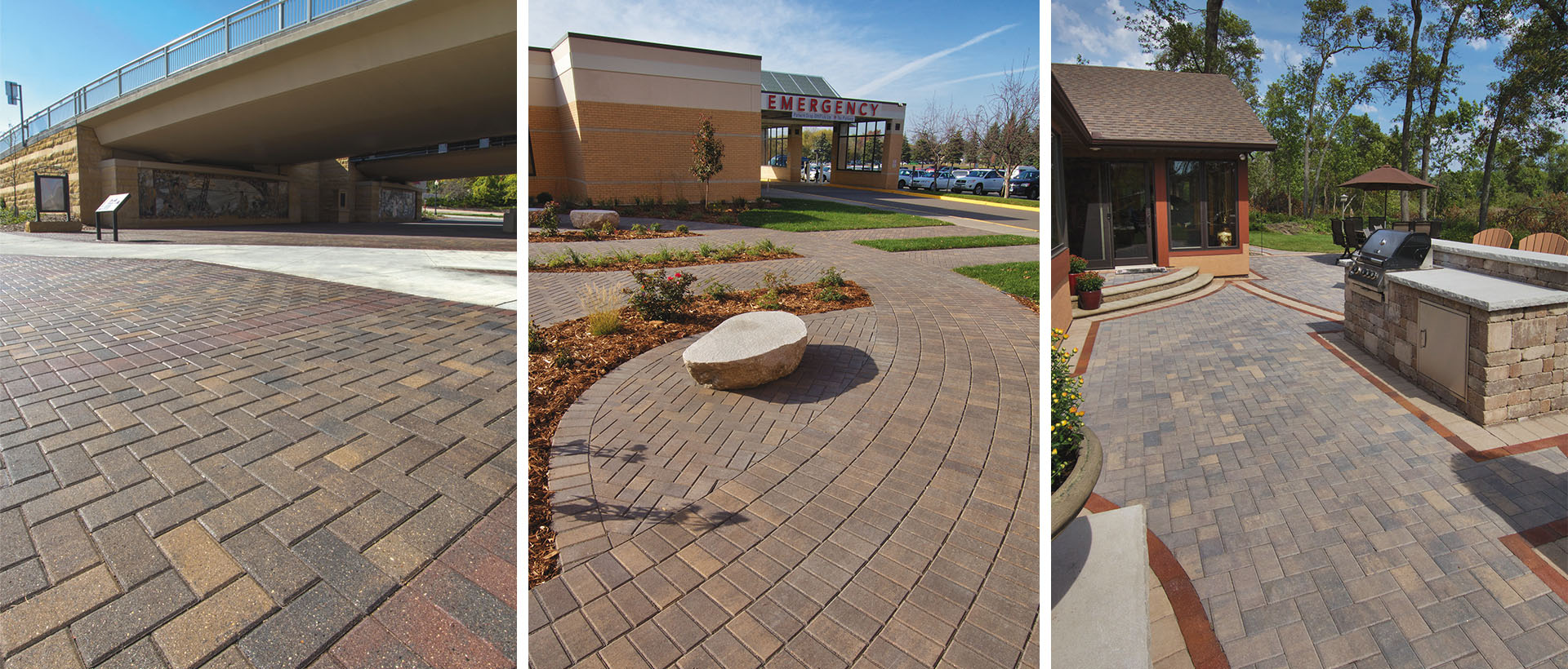 Interlock’s Holland is larger than typical Holland pavers. They have a smooth tops, beveled edges and small auto-spacers. Popular for patios, paths, pool decks, drives, and borders and insets.